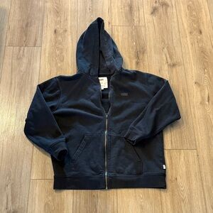 Vans Full Zip Hoodie Black XL Off The Wall Fleece Lined Mens